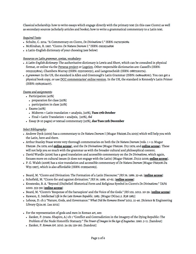 CL 351 syllabus Cicero De Nat Deor De Div p2